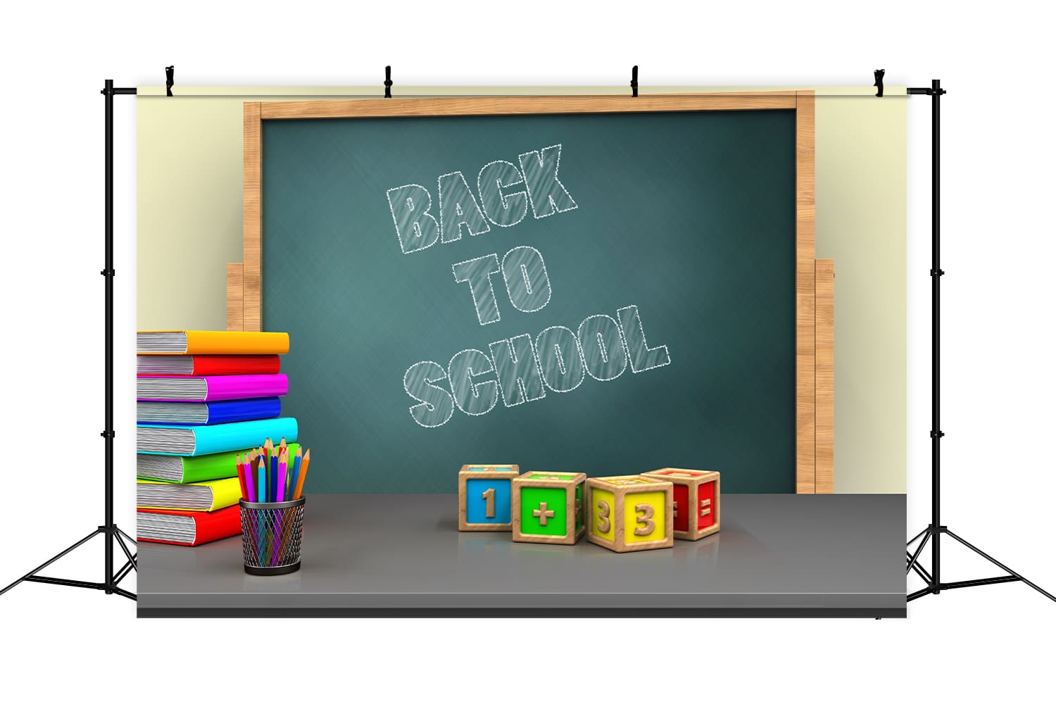 Kreidetafel Back to School Mathe Würfel Hintergrund DBD7-16