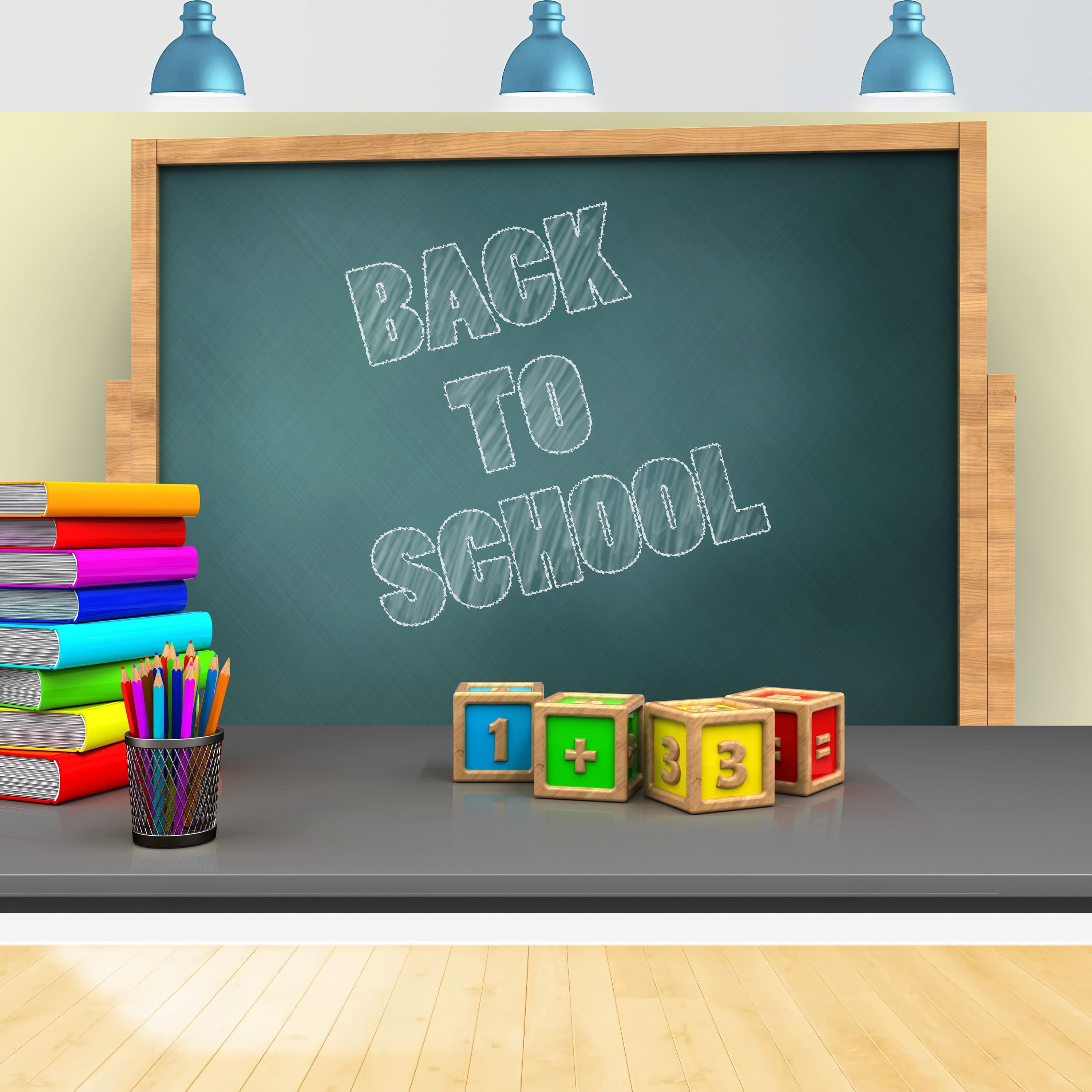 Kreidetafel Back to School Mathe Würfel Hintergrund DBD7-16