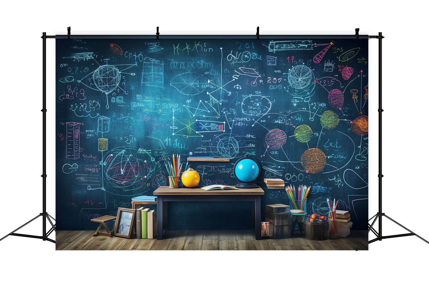 Schulsachen Kreidetafel Fotohintergrund DBD7-48