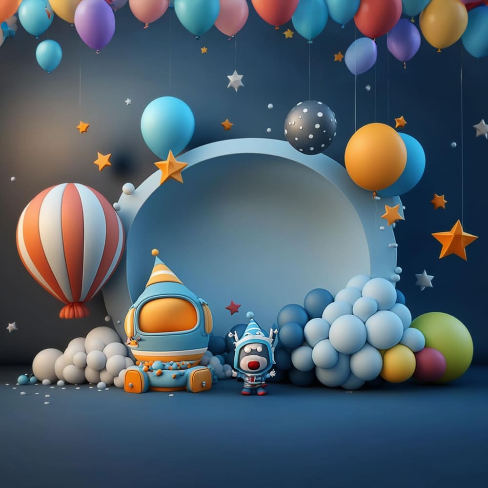 Raumschiff Luftballons Back to School Hintergrund DBD7-79