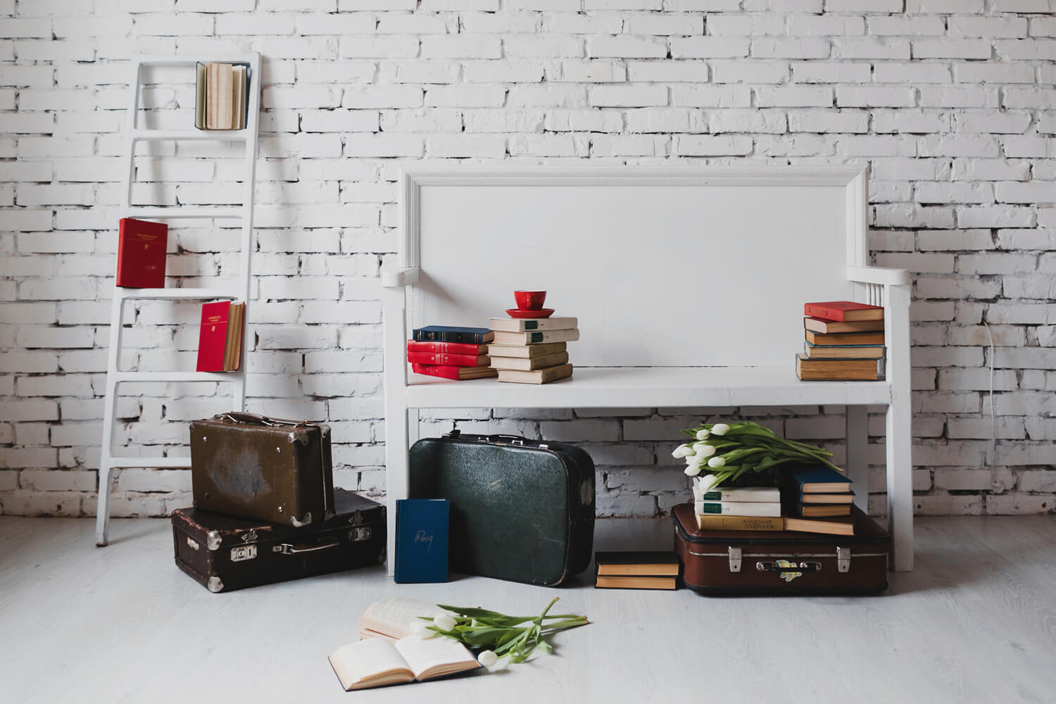 Alte Koffer Bücher Back to School Backdrop DBD7-8