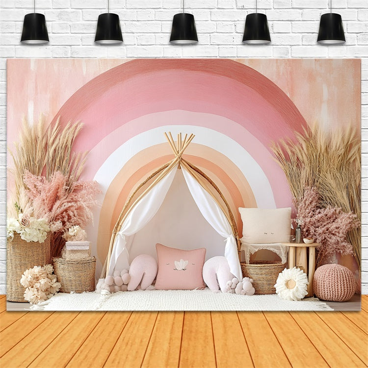 Boho Fotografie Backdrop Soft Pink Regenbogen Backdrop GQ2-1