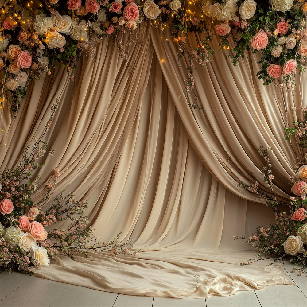 Muttertag Fotokulisse Warmes Glühen Floral Drapierte Kulisse GQ2-109