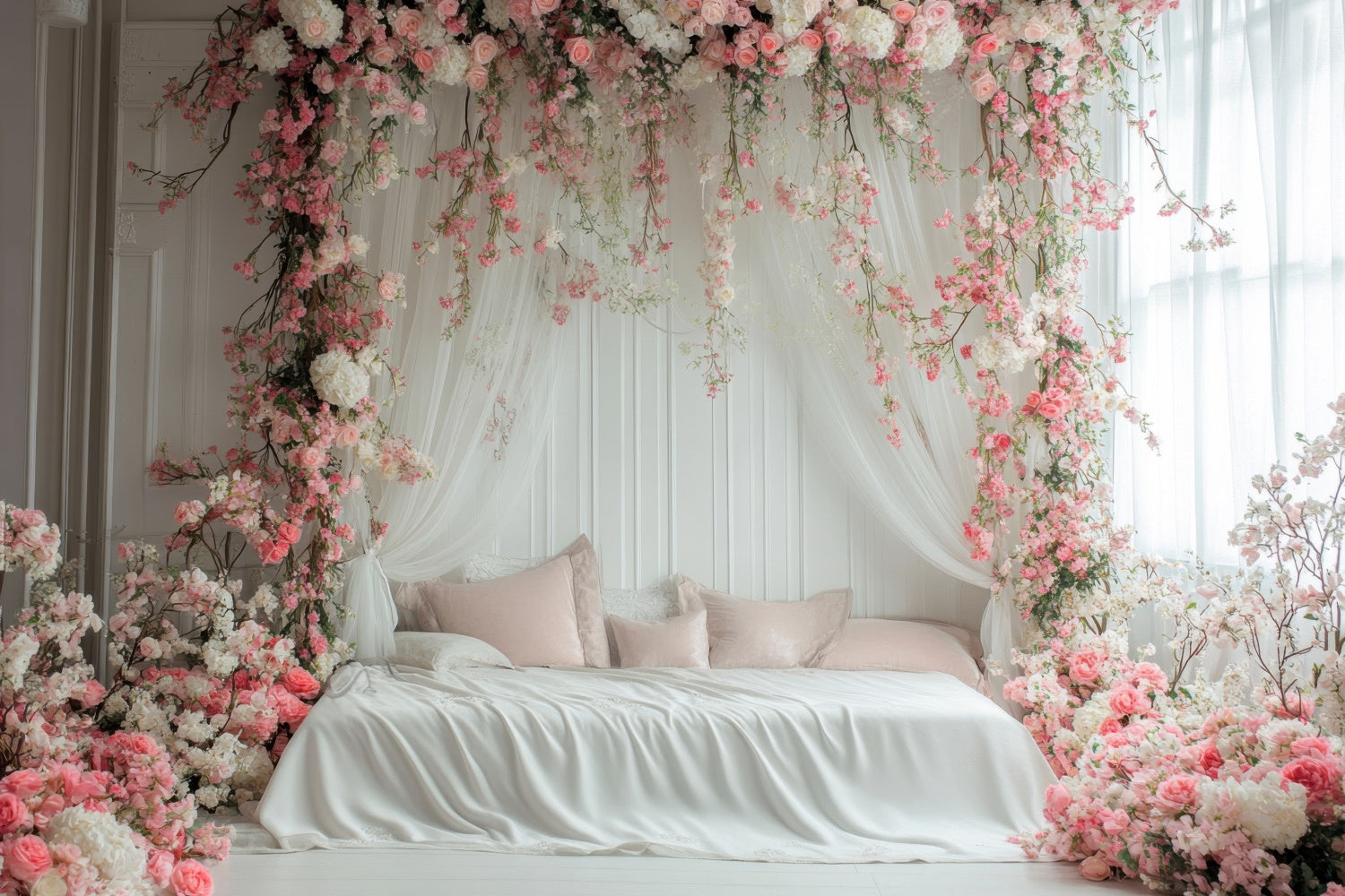 Muttertag Backdrops Verträumte Rosa Rose Floral Bogen Backdrop GQ2-114