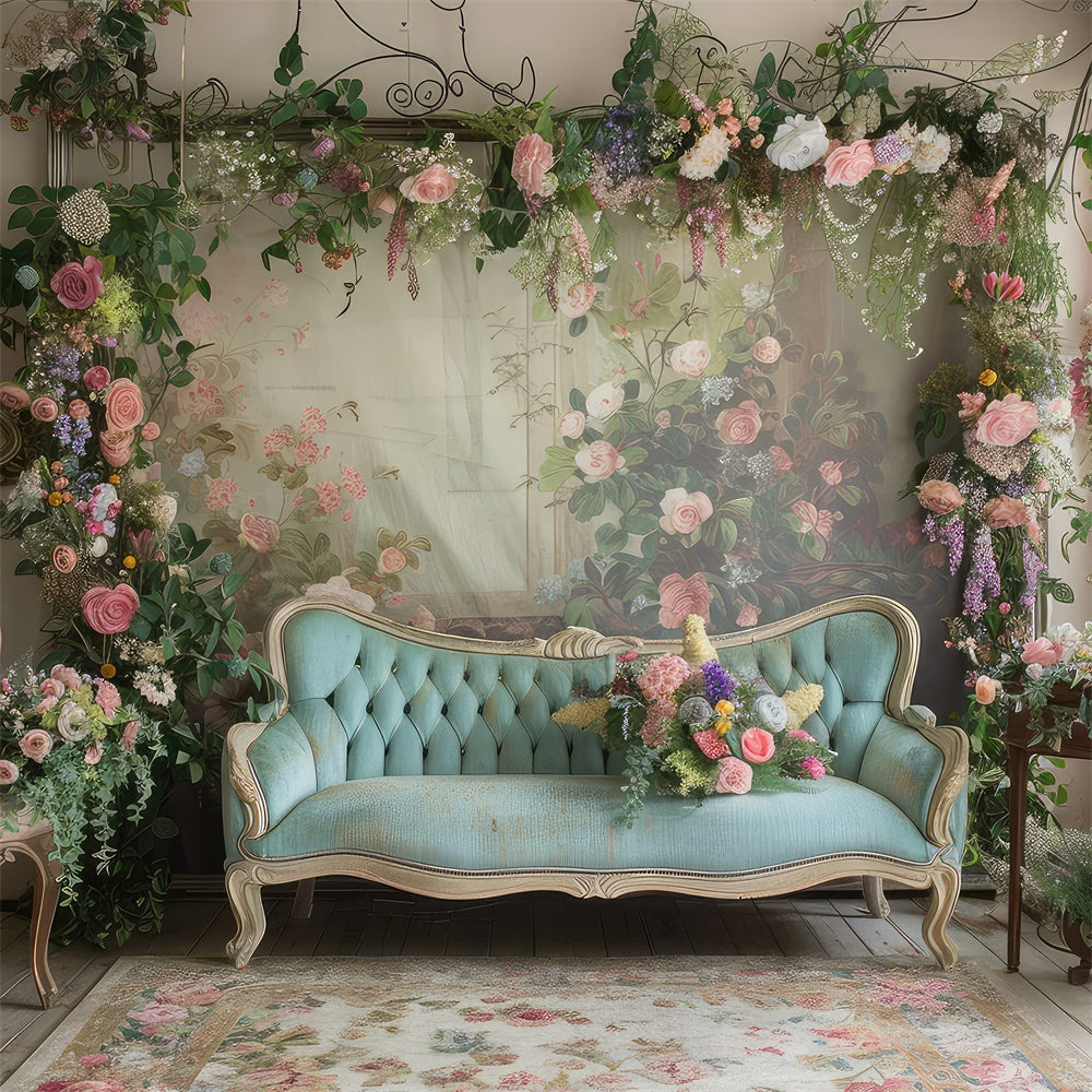 Backdrops für Muttertag Weiches Pastell Rosen Sofa Hintergrund GQ2-127