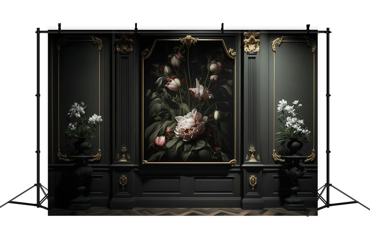 Muttertags-Hintergrundbilder Elegante Blumenwand Goldrahmen-Hintergrundbild GQ2-134