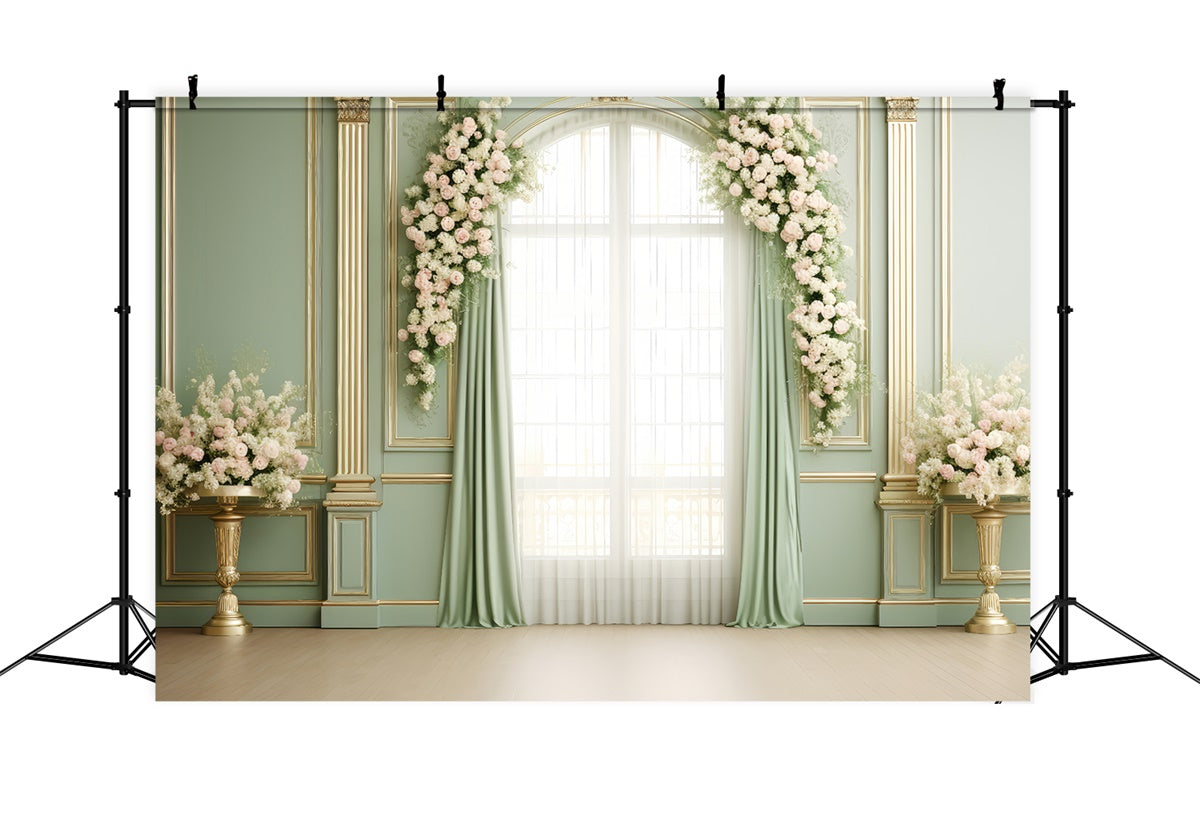 Backdrops für Muttertag Elegantes Grünes Zimmer Rose Backdrop GQ2-137