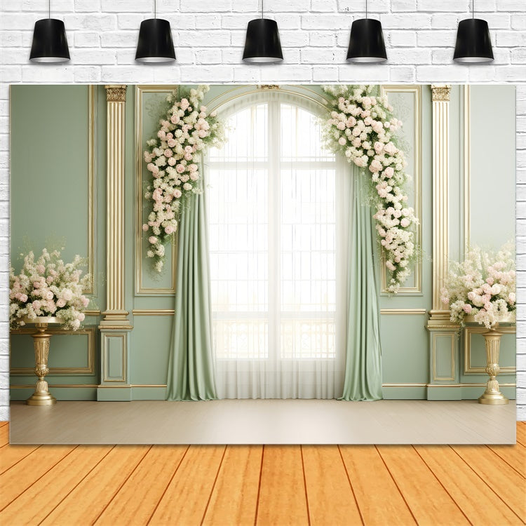 Backdrops für Muttertag Elegantes Grünes Zimmer Rose Backdrop GQ2-137