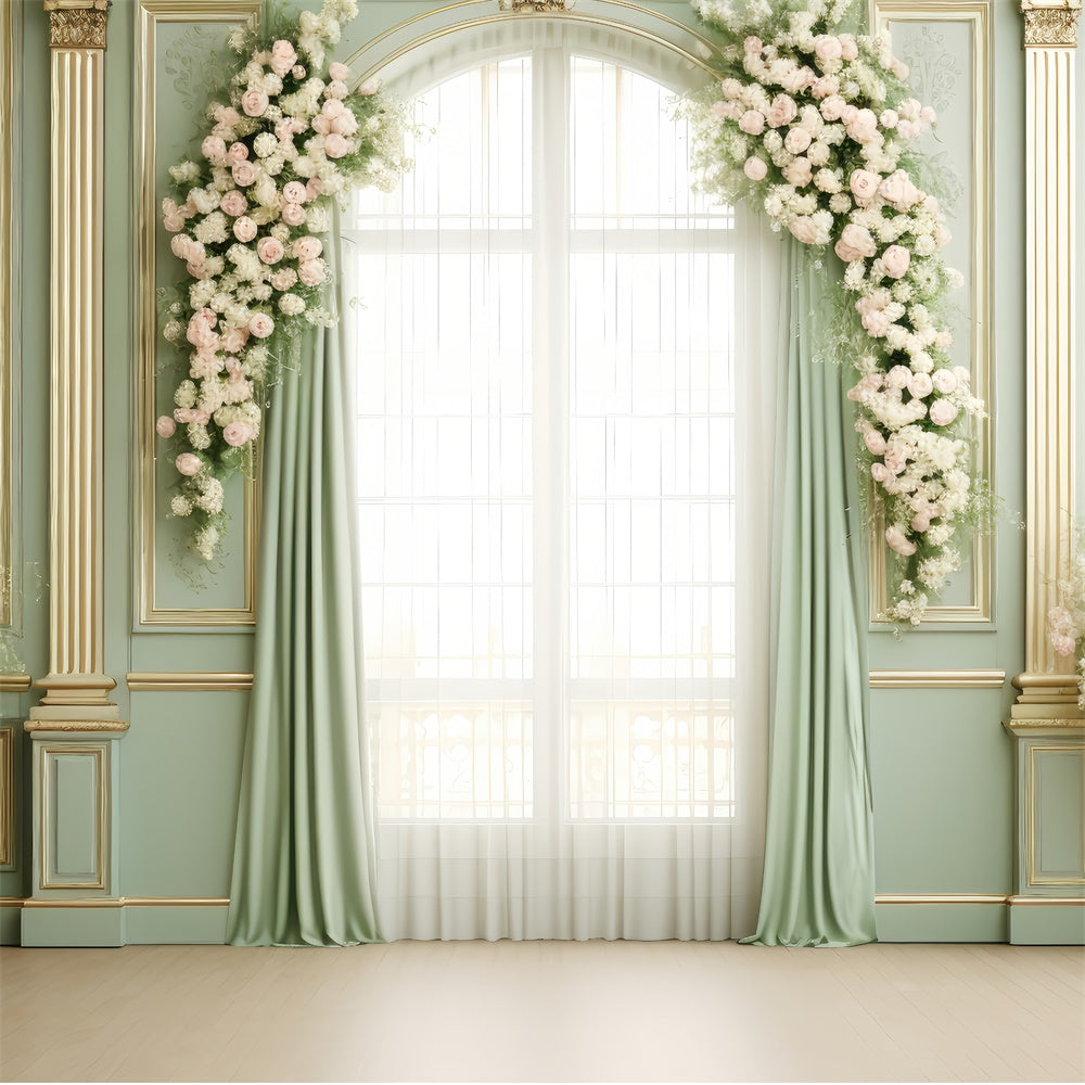 Backdrops für Muttertag Elegantes Grünes Zimmer Rose Backdrop GQ2-137