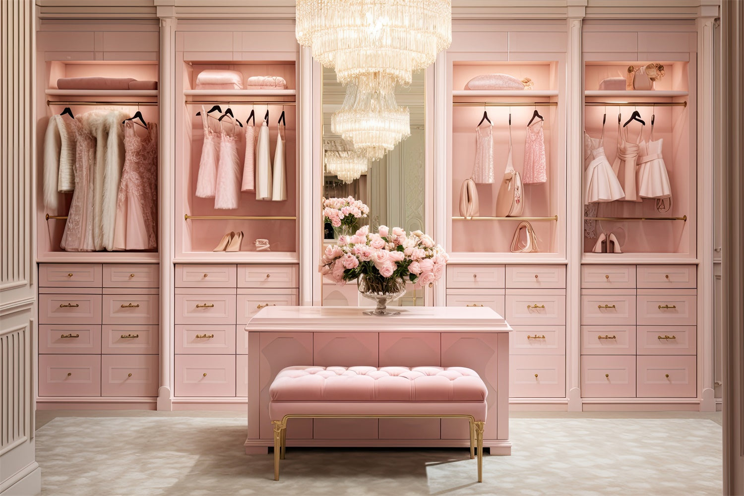 Hintergrundbilder für Muttertag Luxuriöser rosa Kleiderschrank Floral Hintergrund GQ2-138