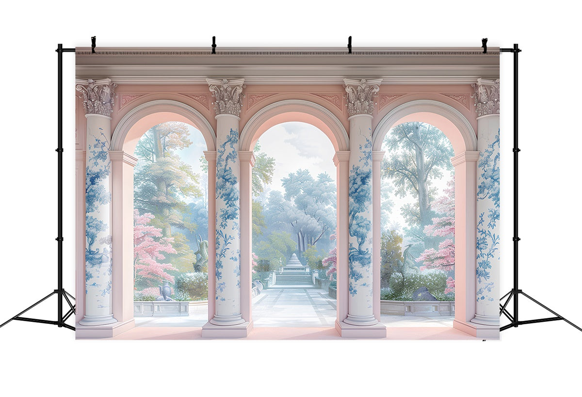 Muttertag Fotokulisse Blumensäulen Gartenweg Kulisse GQ2-144