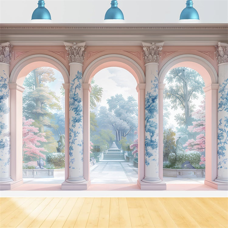 Muttertag Fotokulisse Blumensäulen Gartenweg Kulisse GQ2-144