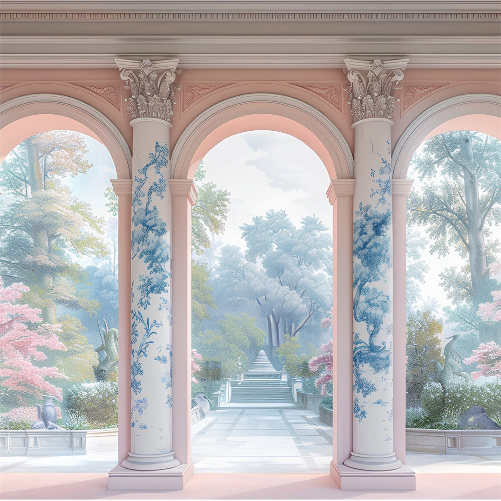 Muttertag Fotokulisse Blumensäulen Gartenweg Kulisse GQ2-144