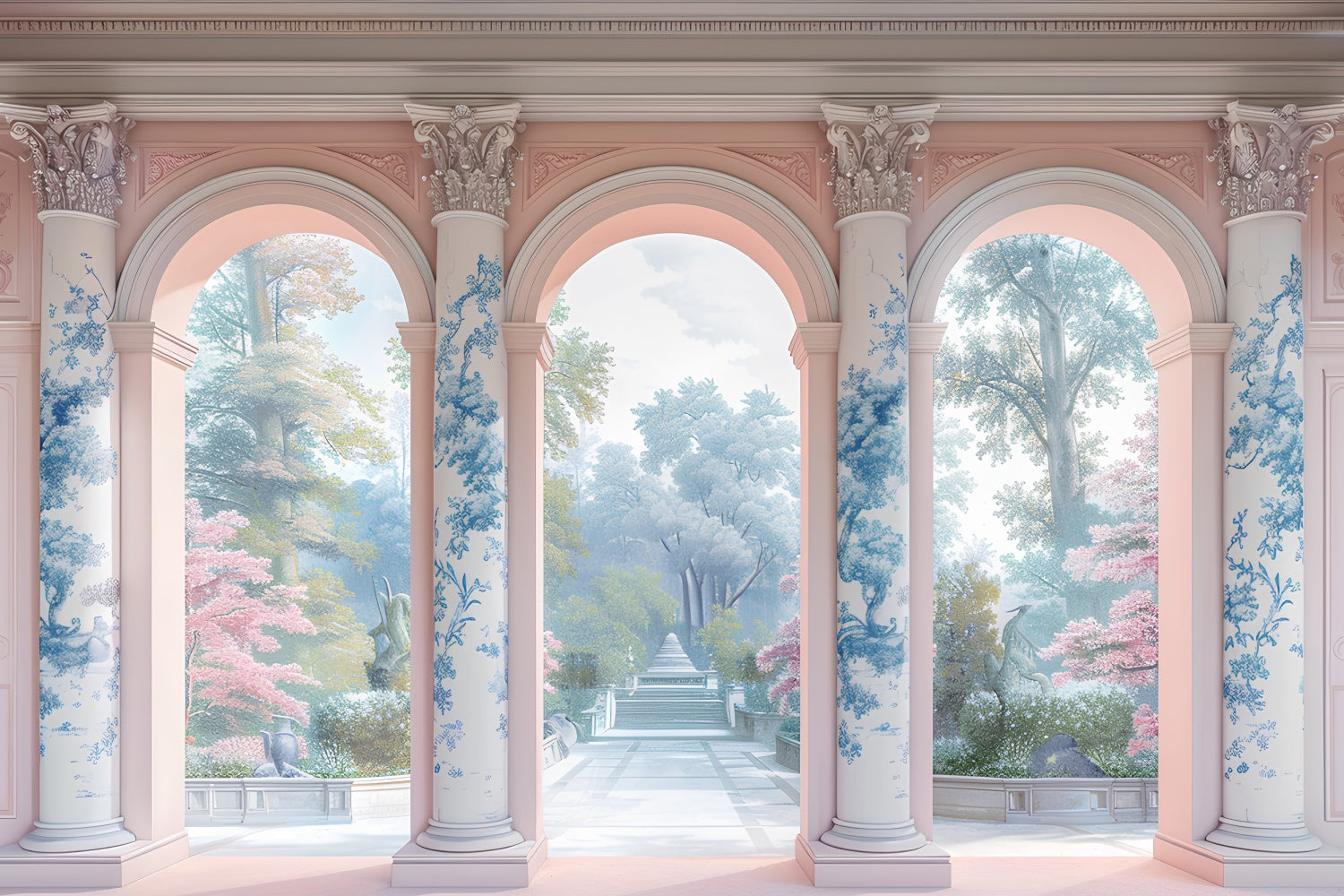 Muttertag Fotokulisse Blumensäulen Gartenweg Kulisse GQ2-144