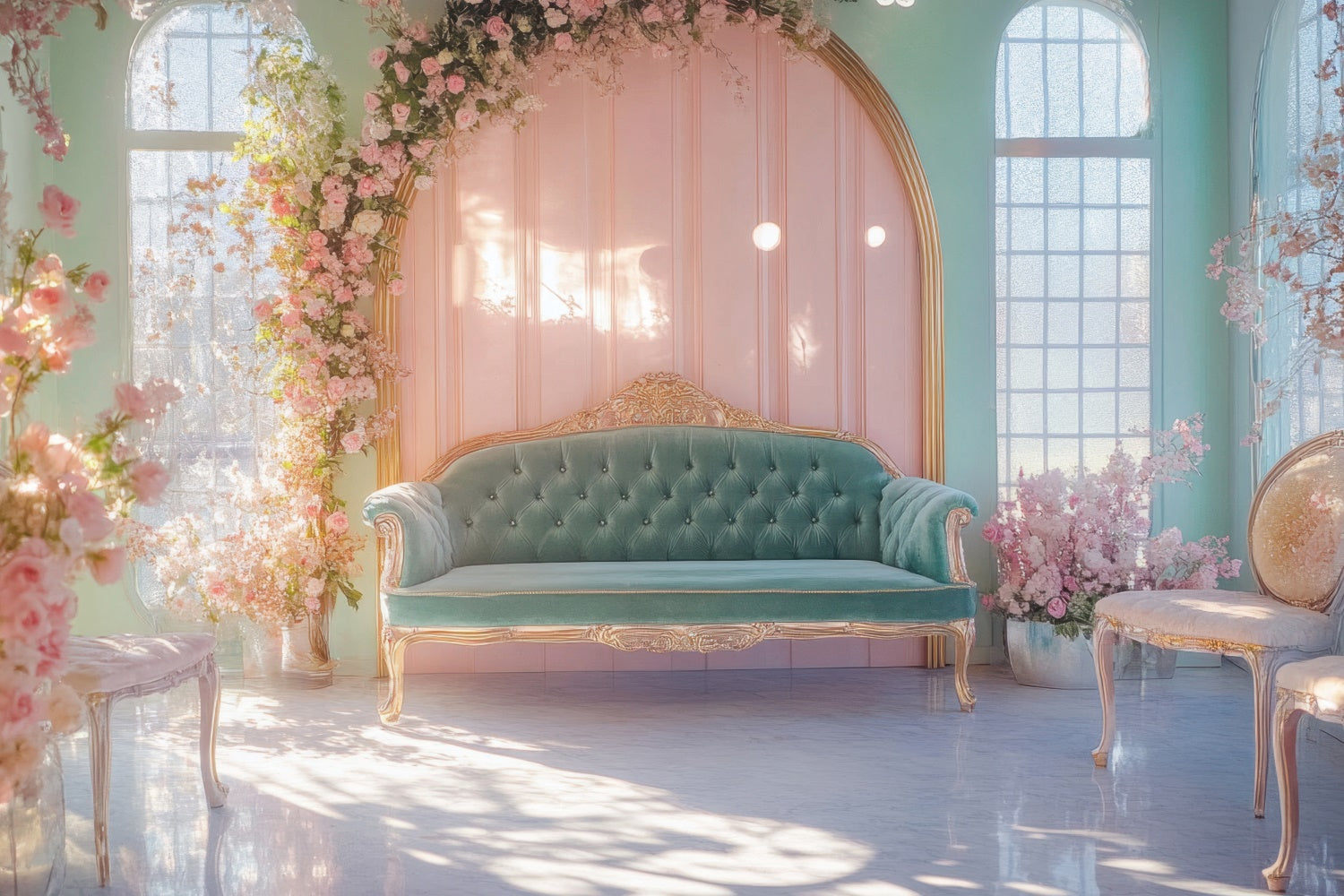 Muttertag Fotokulisse Romantisch Floral Vintage Möbel Kulisse GQ2-145