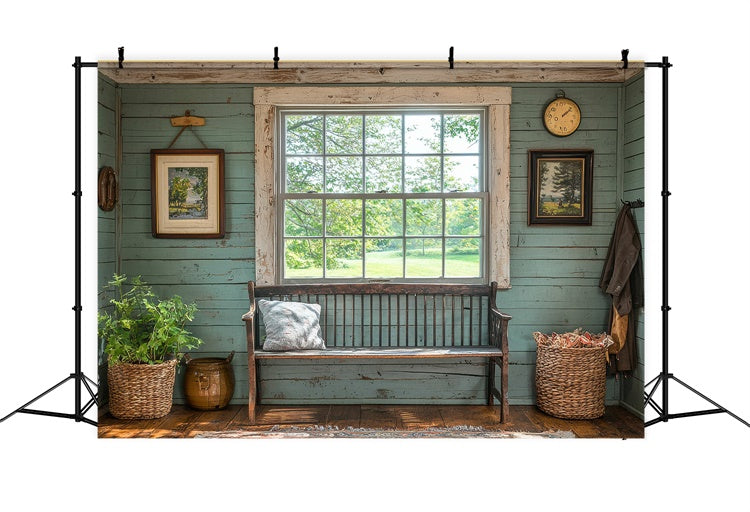 Backdrops für Muttertag Serene Window View Bench Backdrop GQ2-146