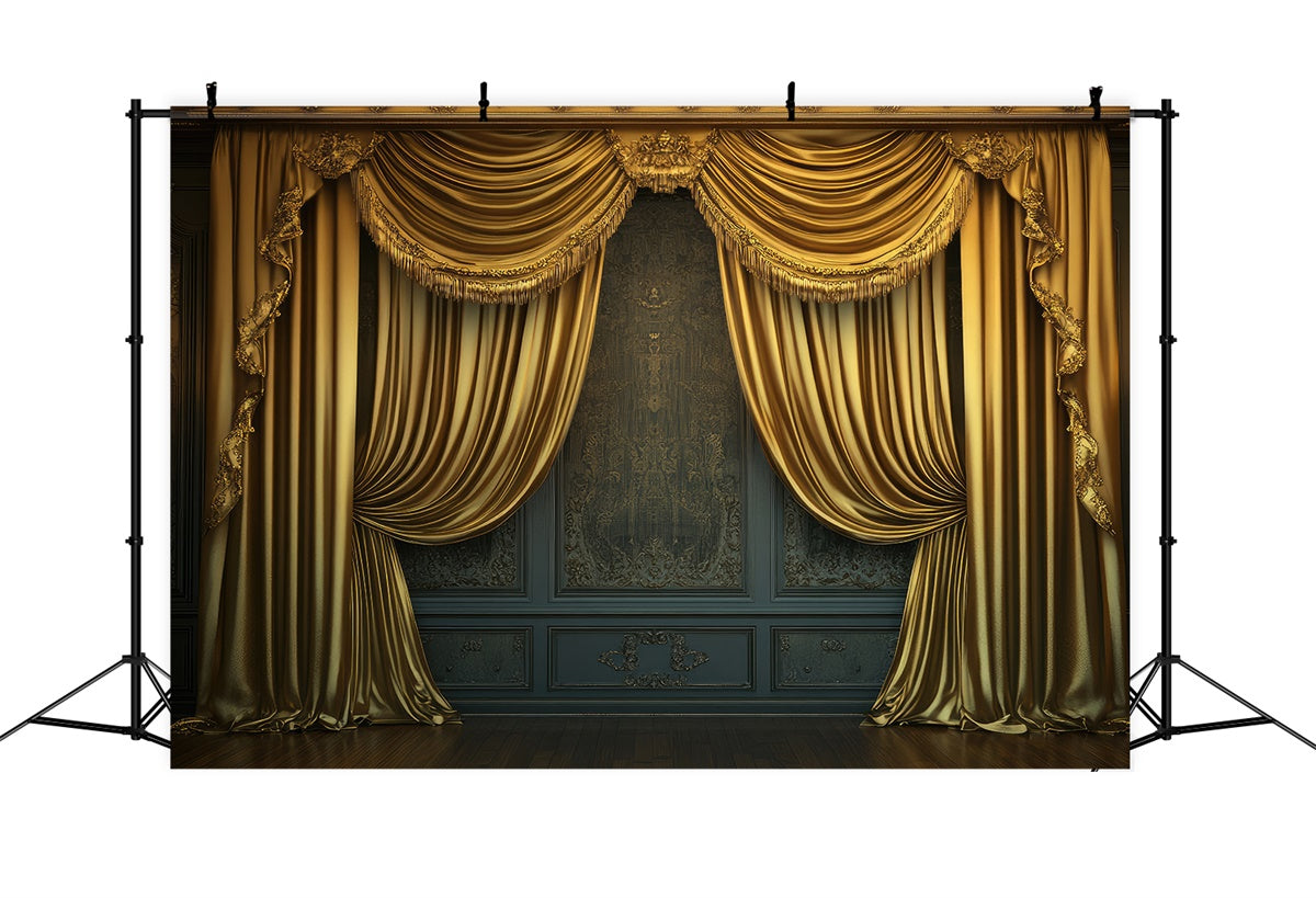 Muttertag Backdrop Goldene Vorhänge Verzierte Wand Backdrop GQ2-148