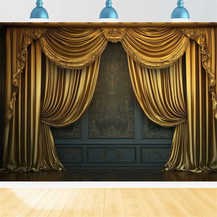 Muttertag Backdrop Goldene Vorhänge Verzierte Wand Backdrop GQ2-148