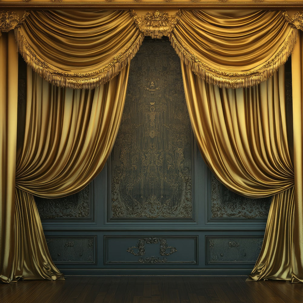 Muttertag Backdrop Goldene Vorhänge Verzierte Wand Backdrop GQ2-148