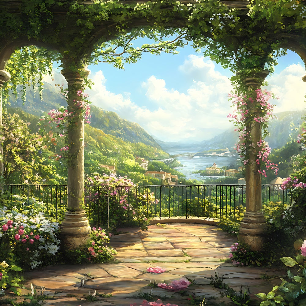 Muttertagskulisse Üppiger Blumenbogen Bergkulisse GQ2-150