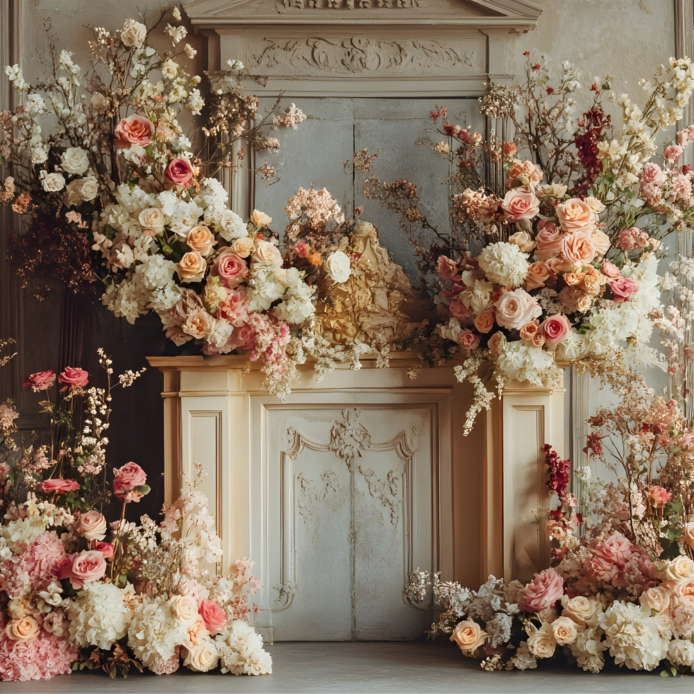 Muttertag Fotokulisse Rosa Rose Garten Kamin Kulisse GQ2-159