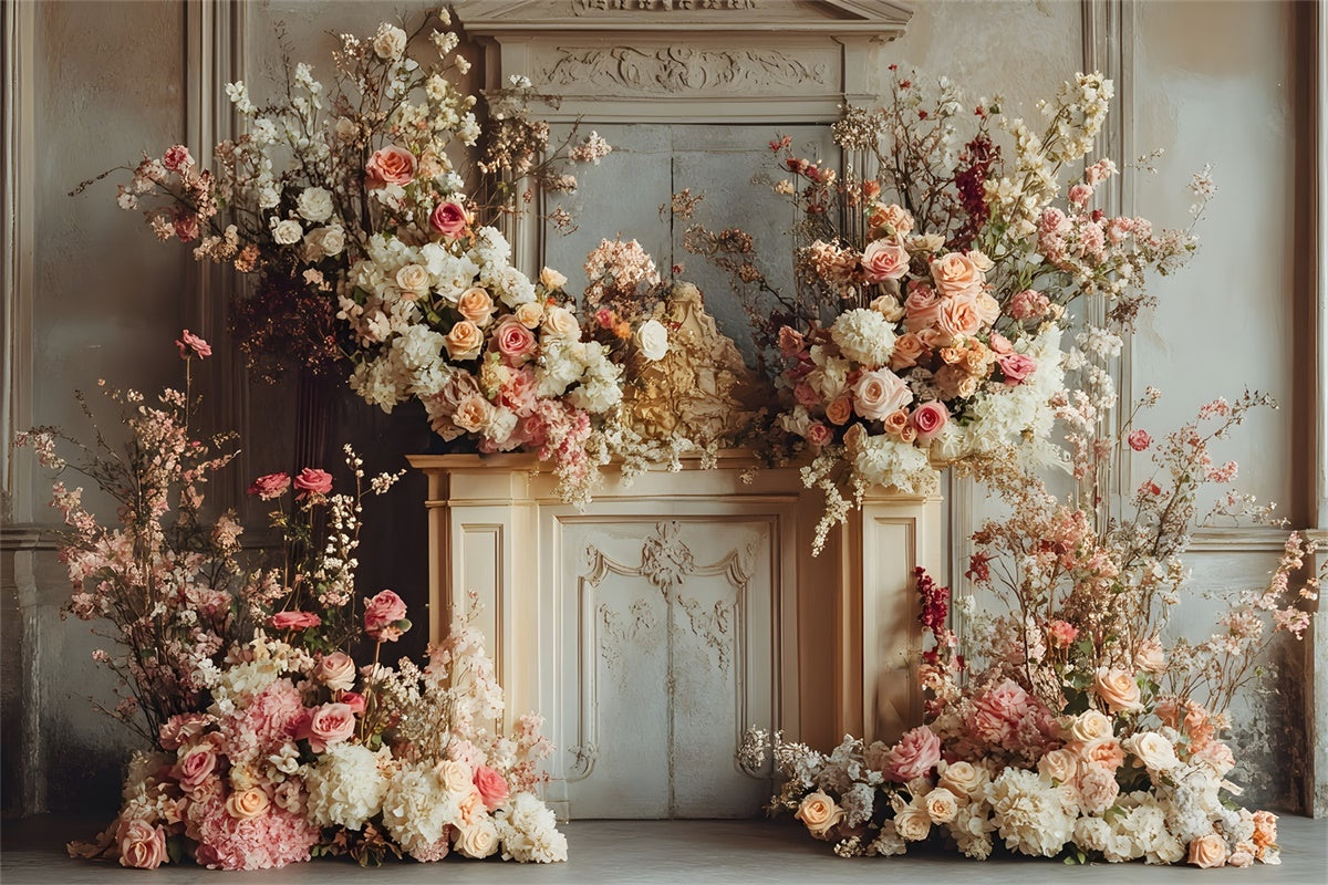 Muttertag Fotokulisse Rosa Rose Garten Kamin Kulisse GQ2-159