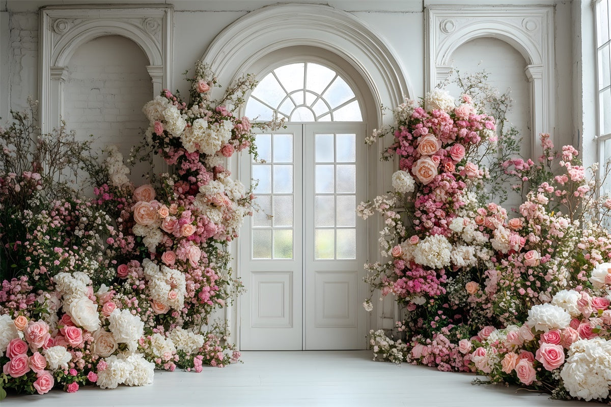 Muttertag Backdrop Ideen Vibrant Flower White Arch Backdrop GQ2-163