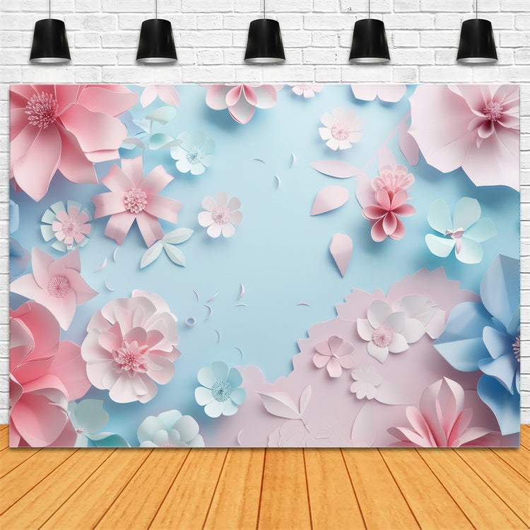 Muttertag Backdrop Zarte Papierblume Blau Backdrop GQ2-175