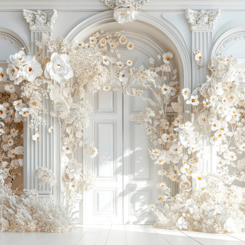 Backdrops für Muttertag Zarte weiße Blüte Bogen Backdrop GQ2-178