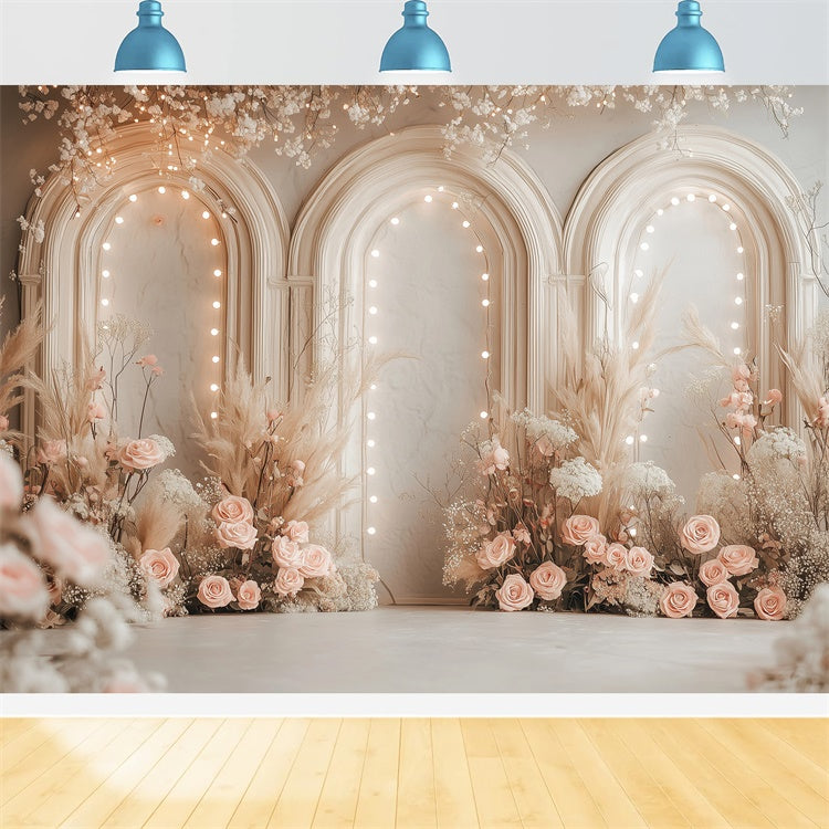 Muttertag-Fotohintergrund Warmes Glühen Bogengang Rose Hintergrund GQ2-182