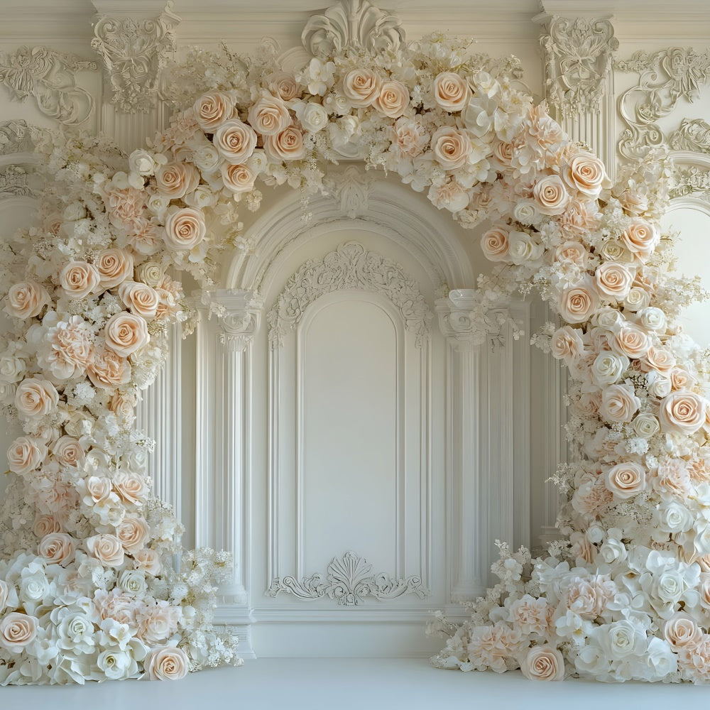 Ideen für Muttertag Backdrop Pfirsich Rose Floral Bogen Backdrop GQ2-186