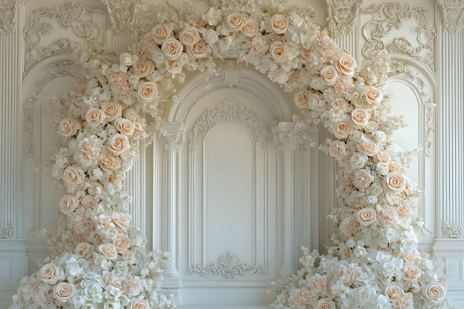 Ideen für Muttertag Backdrop Pfirsich Rose Floral Bogen Backdrop GQ2-186