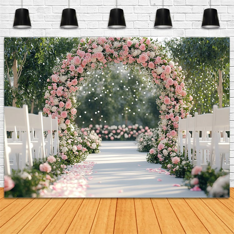 Backdrops für Muttertag Romantisch Rosa Rose Torbogen Backdrop GQ2-187