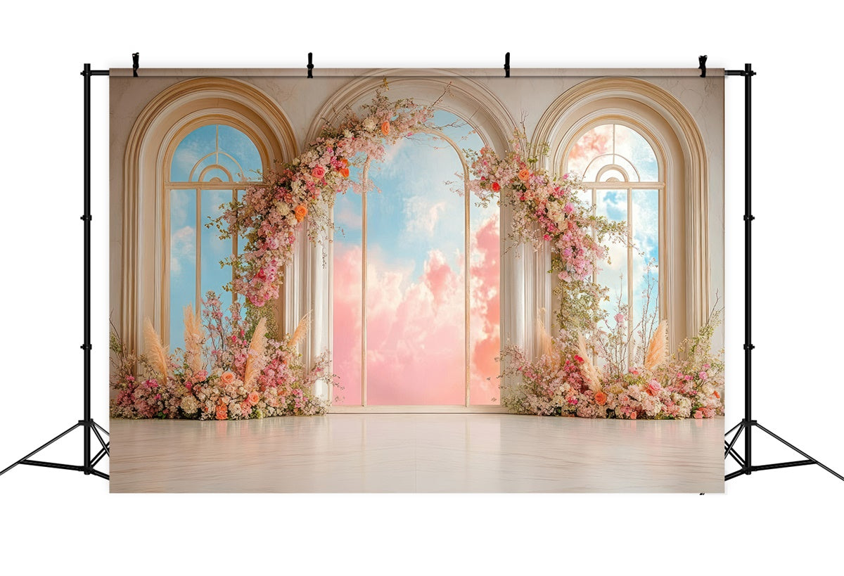 Muttertag Fotokulisse Ideen Blumenbogen verträumt Himmel Kulisse GQ2-188
