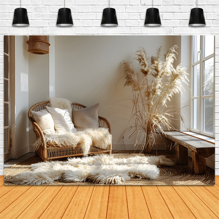 Backdrop für Muttertag Licht Rattan Stuhl Ecke Hintergrund GQ2-191