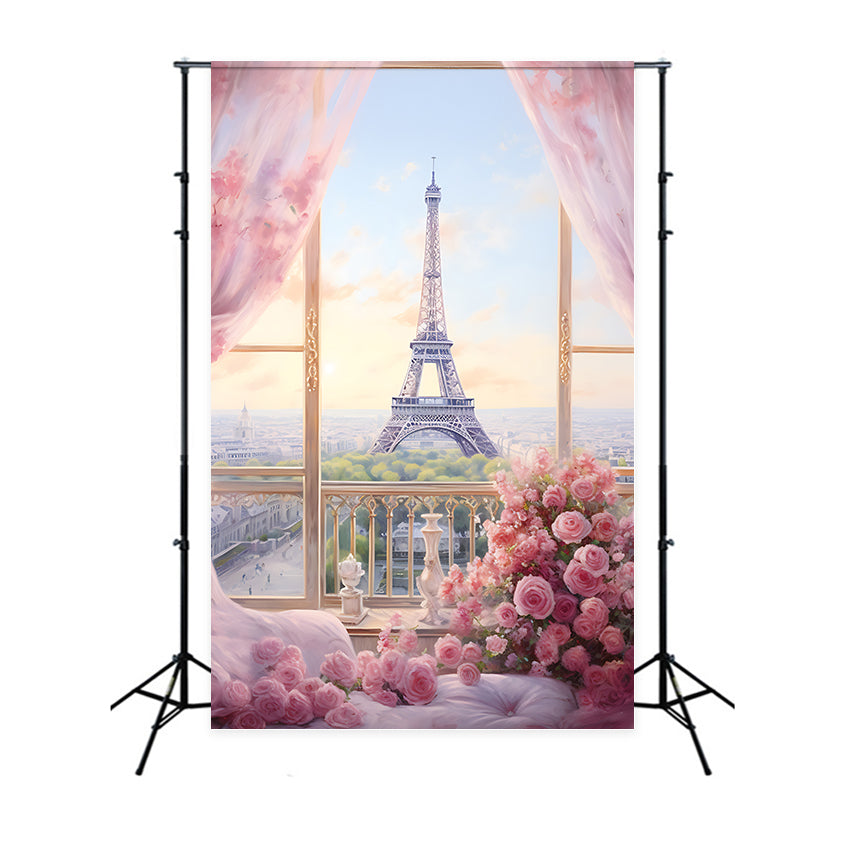 Happy Mother's Day Backdrop Eiffelturm Floral Romance Backdrop GQ2-196