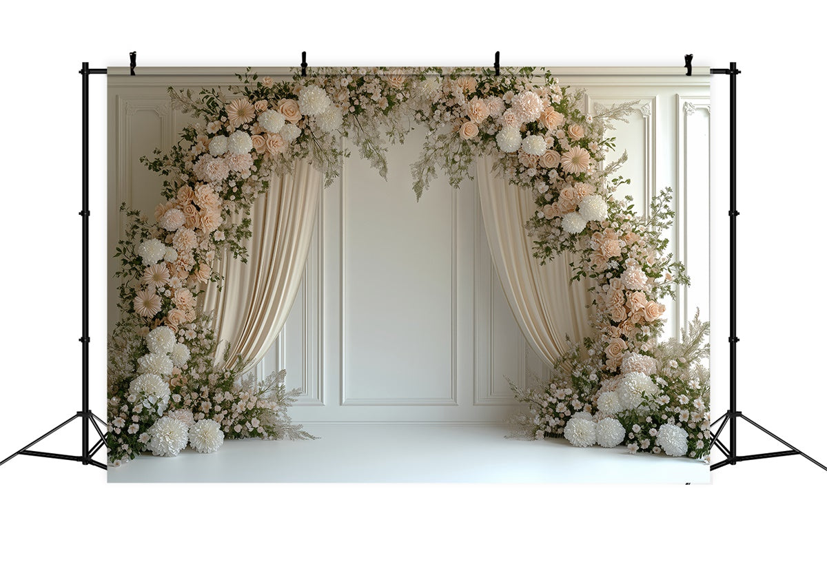 Muttertag Fotokulisse Cremige Rose Elegante Bogenkulisse GQ2-199