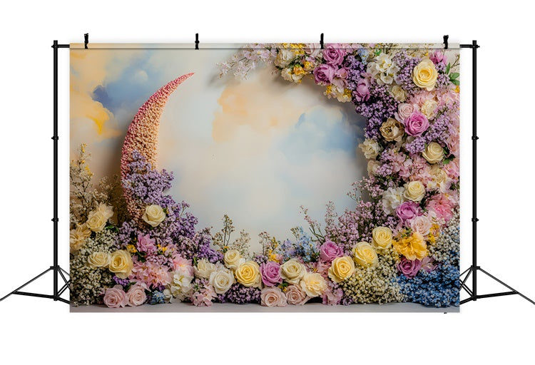 Backdrops für Muttertag Pastellblumen Halbmondbogen Backdrop GQ2-201