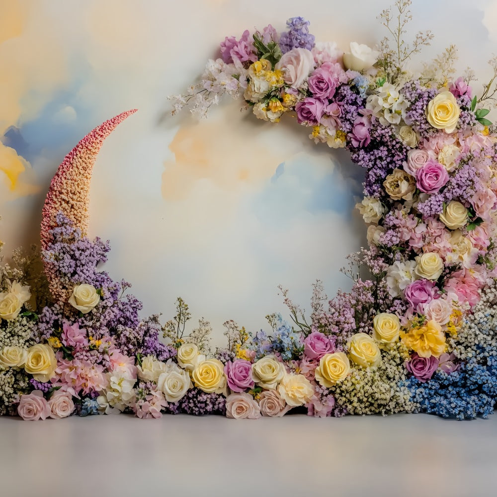 Backdrops für Muttertag Pastellblumen Halbmondbogen Backdrop GQ2-201