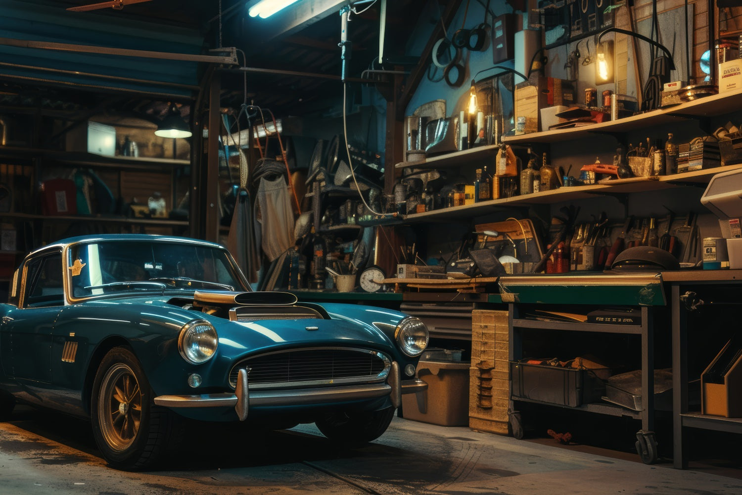 Backdrops für den Vatertag Oldtimer Garage Hintergrund GQ2-222