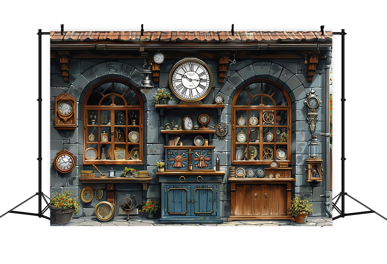 Happy Father's Day Backdrop Antike Uhr Shop Backdrop GQ2-229
