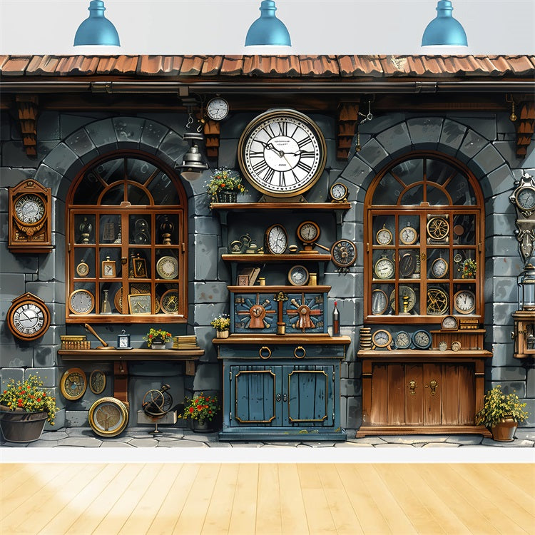 Happy Father's Day Backdrop Antike Uhr Shop Backdrop GQ2-229