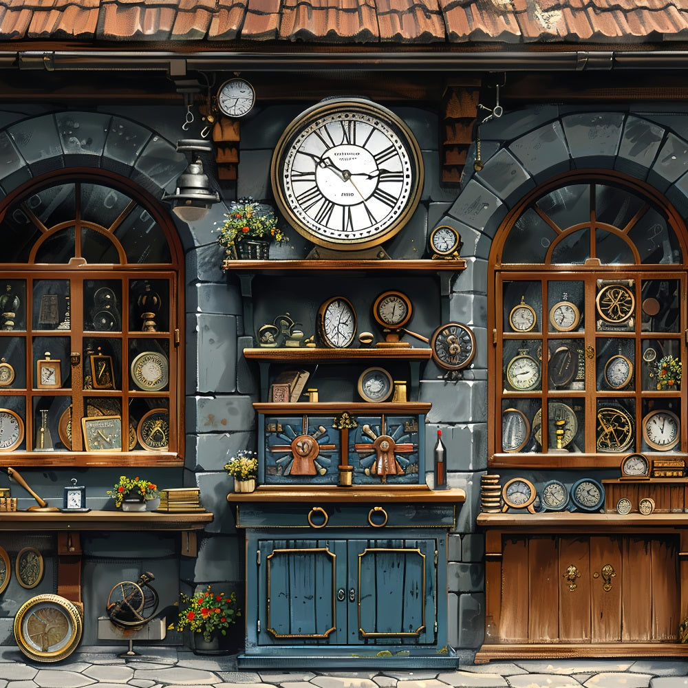 Happy Father's Day Backdrop Antike Uhr Shop Backdrop GQ2-229