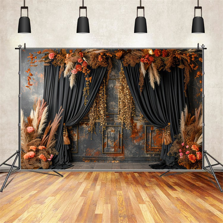 Bohemian Backdrop Vintage Dark Floral Fotohintergrund GQ2-31