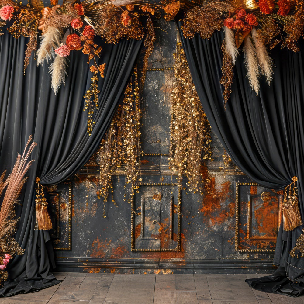 Bohemian Backdrop Vintage Dark Floral Fotohintergrund GQ2-31