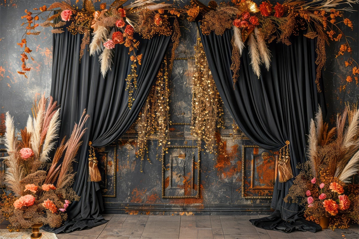 Bohemian Backdrop Vintage Dark Floral Fotohintergrund GQ2-31