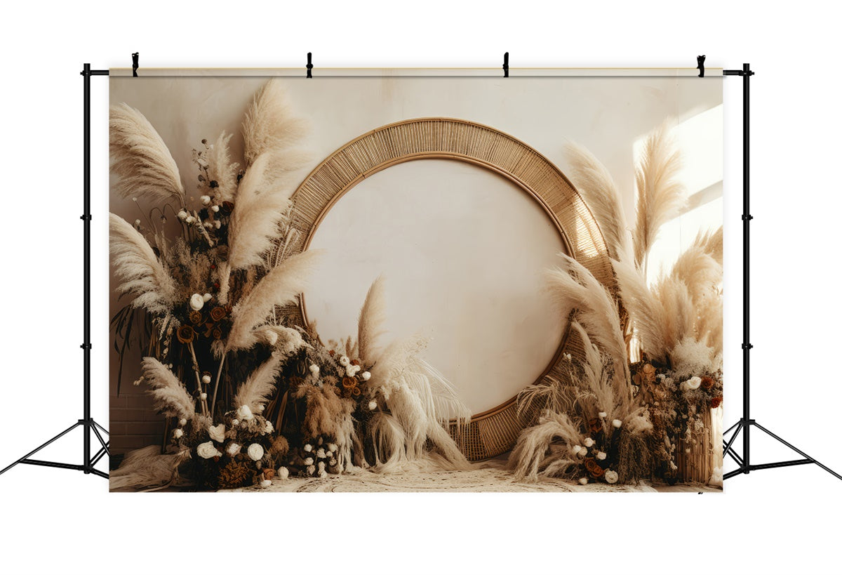 Boho Fotografie Hintergrund Gemütliche Pampas Bogen Floral Hintergrund GQ2-35