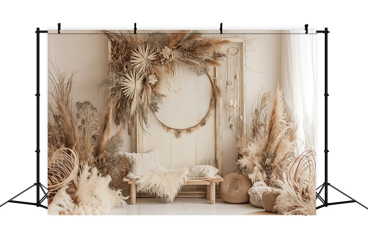 Boho Fotografie Hintergrund Chic Pampas Dreamy Hoop Hintergrund GQ2-7