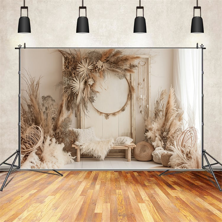 Boho Fotografie Hintergrund Chic Pampas Dreamy Hoop Hintergrund GQ2-7