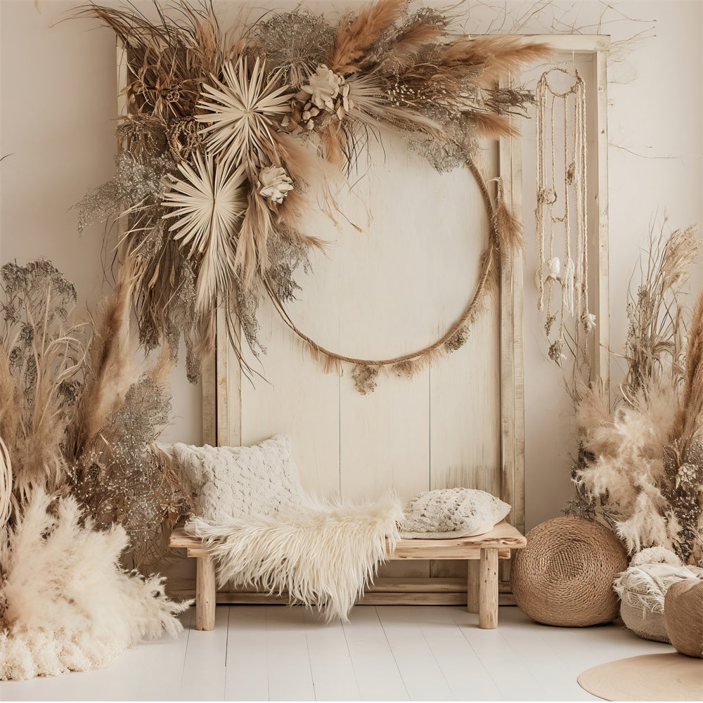 Boho Fotografie Hintergrund Chic Pampas Dreamy Hoop Hintergrund GQ2-7